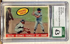 1959 Topps 463 Al Kaline / Kaline becomes the youngest batting champ. CSG VG-EX