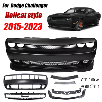 Front Bumper Kit Fit for 2015-2023 Dodge Challenger Hellcat Style w/Grille Lip Foto 1 de 4