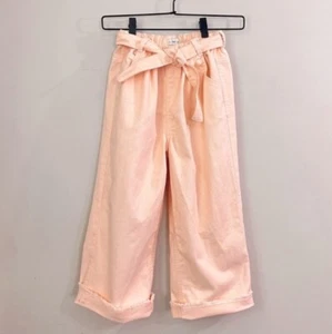 F&F Girls High Waist Baggy Wide Leg Denim Pant 9-10 Yrs Sherbet EUC Pull On - Picture 1 of 13