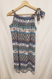 HYPE Mini Shift Dress Medium Multicolor Shoulder Tie Pullover Sheer - Picture 1 of 10