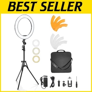 Sturdy Aluminum Tripod 18-Inch LED Ring Light with Color Filters for Photography - Picture 1 of 8