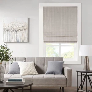 35"x64" Paxton Basketweave Room Darkening Cordless Roman Shade Taupe - Madison - Picture 1 of 11