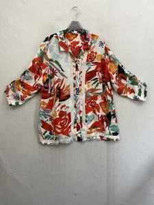 John Mark Blouse Women’s XL Multicolor Floral 3/4 Sleeve Button Down Summer - Picture 1 of 13