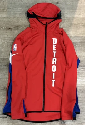 2019-20 Detroit Pistons #1 Reggie Jackson Game Worn Warm-Up Jacket Size L Tall - Image 1 of 4