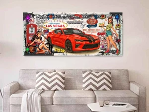 Tableau camaro , décoration voiture américaine, pop art, déco dollars américains - Imagen 1 de 3