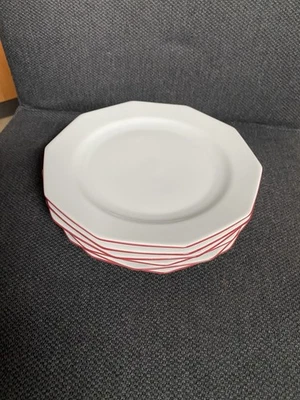 6 x Form Marienbad Ingres weiss roter Rand Kuchenteller 19 cm - Bild 1 von 4