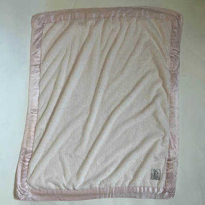 Little Giraffe Plush Luxe Faux Fur Pink Baby Blanket Satin Trim Made in USA - Image 1 of 4