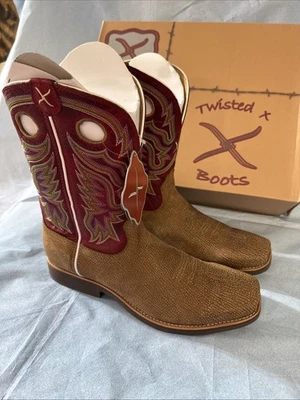 Twisted X Men's 11" Tech X&Trade Western Boot Square Distressed Grain/RED 11.5D - Image 1 of 4