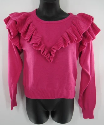 Suéter feminino Love By Design rosa recortado sólido filoro babado tamanho: médio em excelente estado usado - Imagem 1 de 4