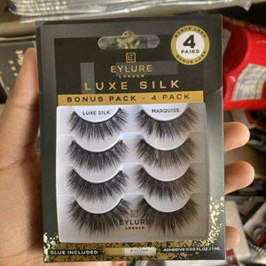 NEW Eylure False Lashes LONDON Luxe Silk Marquise Adhesive Included (B33 - Picture 1 of 2