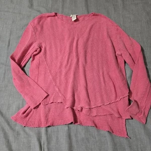 Sundance Strick Leinenmischung Langarm Shirt Gr. Small asymmetrischer Saum Rundhalsausschnitt - Bild 1 von 5