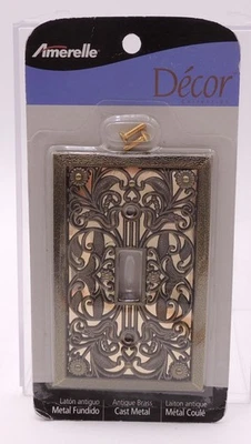 NEW Filigree Wallplate Single Toggle Antique Brass Finish Amerelle Switch Cover - Image 1 of 4