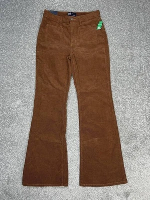 Pantalones de pana Gap años 70 acampanados tiro alto para mujer 4x27 marrón algodón elástico Foto 1 de 4