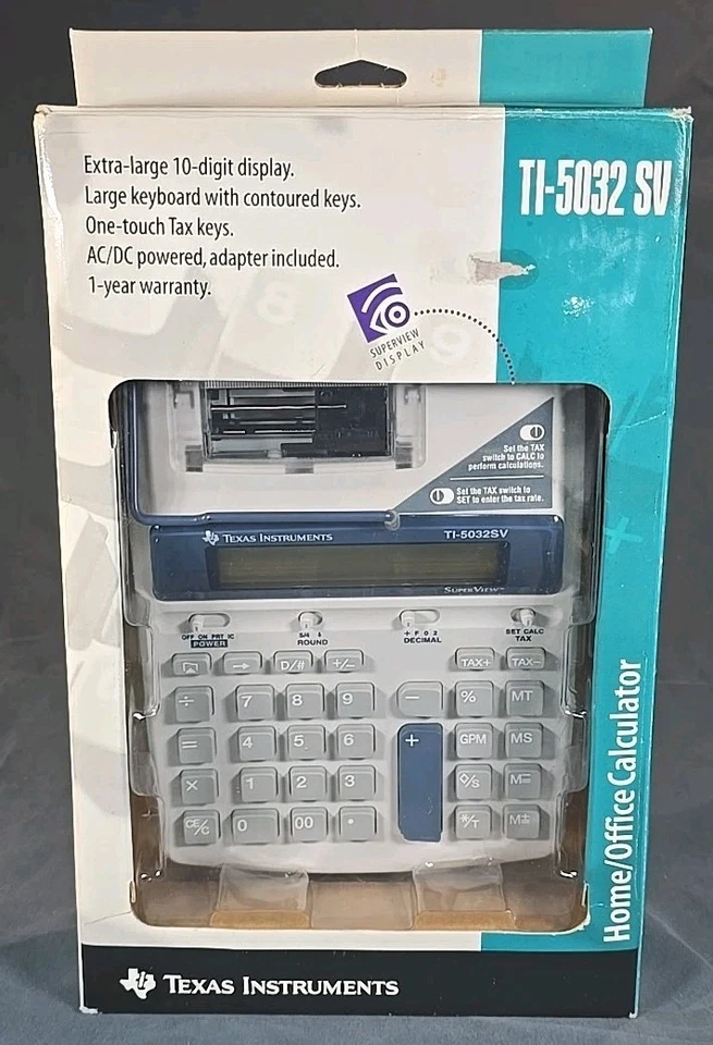 Texas Instruments™ TI-5032 SV Home/Office Calculator AC/DC 10 Digit Display NIB - Image 1 of 4