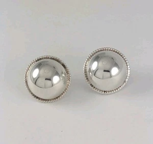925 Italien Sterling Silber Seil Rand 18 mm Rund Knopf Kuppel Pfosten Ohrringe - Bild 1 von 9
