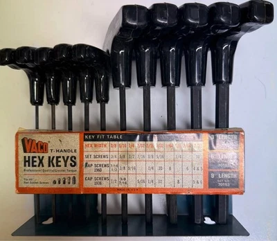 Vintage Vaco hex head T-handle 6 inch hex keys with stand - Image 1 of 3