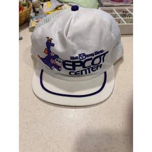 Vtg Epcot Figment Hat Disney White Snapback - Picture 1 of 1