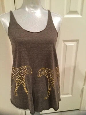 Women’s torn by ronny kobo cheetah gold foil Print Short Sleeve top T Shirt L - Image 1 of 4
