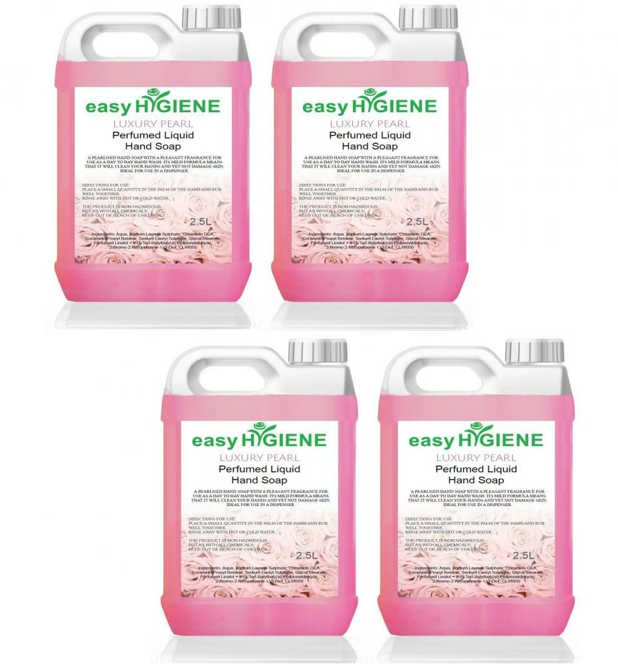 EASYHYGIENE FOUR X 2.5 Litre FLORAL PINK Perfumed Luxury Liquid Pearl Hand Soap Floral