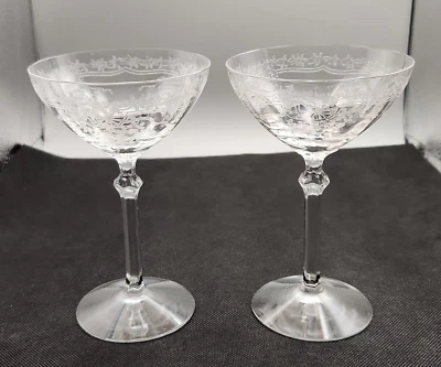 Fostoria June Champagne Tall Sherbert Glasses 6" Set of 2 - Image 1 of 4