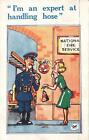 1952 Vintage Rude Comic Fireman Says I'm An Expert At Handling Hose Postcard