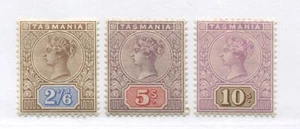 Tasmania QV 1892 2/6d, 5/ and 10/ mint o.g. hinged - Picture 1 of 1