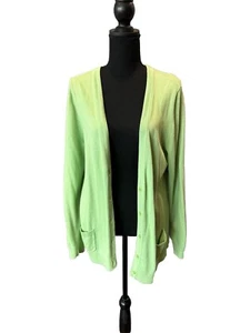 Suéter cárdigan largo abierto verde claro Lands End para mujer talla grande - Imagen 1 de 5