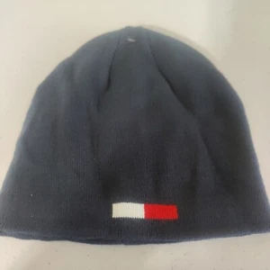 Men's Tommy Hilfiger Navy Blue Beanie Winter Hat Logo Red White Blue New - Picture 1 of 5