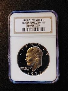 1973 S IKE $1 SILVER UCAMEO PR69 - Picture 1 of 3