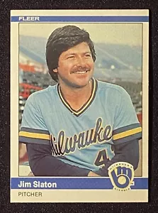 Jim Slaton 1984 MLB Milwaukee Brewers Pitcher Baseball Card Fleer #214 - Picture 1 of 2