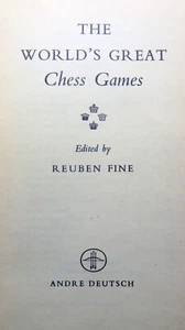 SCHACH/DIE GROSSEN SCHACHSPIELE DER WELT/RUBEN FEIN/ED A.DEUTSCH/1952/MORPHY/EUWE - Bild 1 von 2