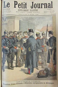 LUXEMBOURG DÉSERTION MILITAIRE ALSACIENS ALLEMAND GRAVURE PETIT JOURNAL 1896 - Foto 1 di 1