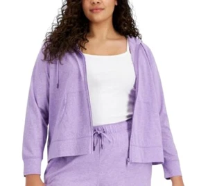 Ideology Womens Size 2X Lupine Heathered Purple Full Zip Hooded Jacket NWT - Picture 1 of 6
