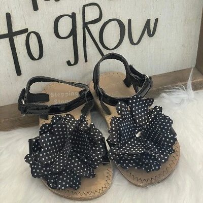 Stepping Stones Niños Niñas Sandalias Zapatos Negro Estampado Lunares Talla 3 Foto 1 de 4