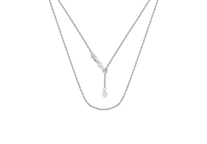 Italian 925 Sterling Silver 1.5mm Rope Adjustable Bolo 14-24 Inch Chain Necklace - Picture 1 of 5