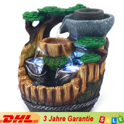 Zimmerbrunnen Innen Tischbrunnen Desktop Wasserfall mit LED Beleuchtung Brunnen - Bild 1 von 4