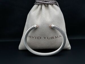 David Yurman 5mm Cable Classics Bracelet with Morganite & Diamonds size Medium
