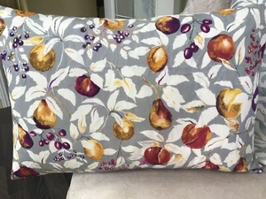 CUSHION- LIBERTY, FRUIT BILLETT, GREY BERRY, Cotton, 12 x 18” bolster cover - Picture 1 of 1