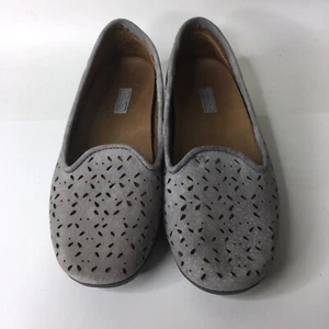 Olukai Shoes Slip Ons Womens Flats Size W6 Gray Suede Upper Comfort Perforated - Picture 1 of 12