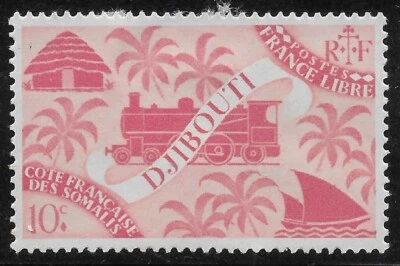 FRANCE FRENCH DJIBOUTI SOMALIA COAST TRAIN Railroad Locomotives 10C 1948 MH OG - Image 1 of 2