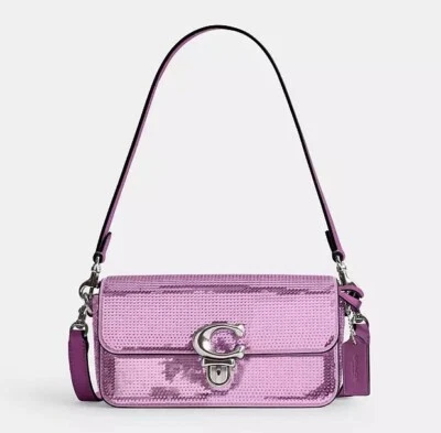 Coach Dark Magenta Studio Baguette Sequins Shoulder Bag Purse NEW!!! - Image 1 of 4