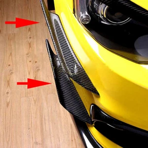 4PC Carbon Fiber Car Bumper Fin Canards Diffuser Splitter Valence Spoiler Lip - Picture 1 of 12