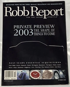 ROBB REPORT MAGAZINE OCTOBER 2002 (03) PRIVATE PREVIEW THE SHAPE OF THINGS TO CO - Imagen 1 de 1