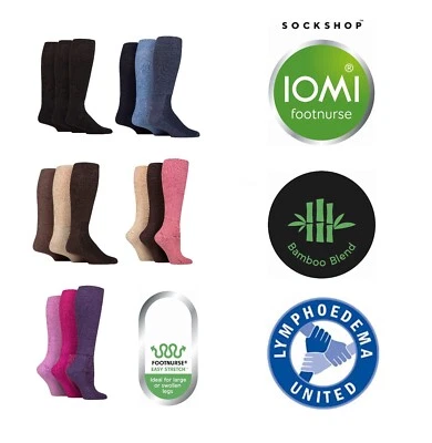 Mens Womens Diabetic Socks Knee High Bamboo Cushion Foot 3 Pairs- IOMI FootNurse