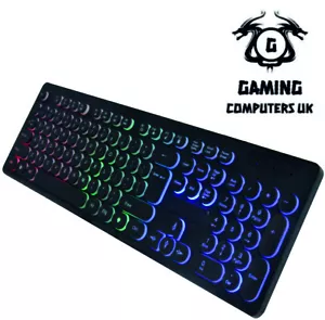 GAMING KEYBOARD MOUSE BACKLIGHT LED RGB RAINBOW COLOUR USB WIRED PC PS4 XBOX  - Picture 1 of 5