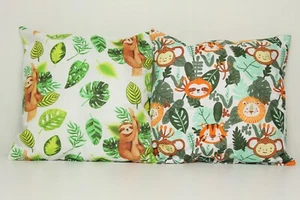 2pack baby pillows filled patterned cushions 4 pram cot bed jungle sloth 1 year+ - Picture 1 of 1