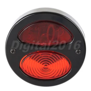 12V Motorcycle STOP Rear Brake Light w/ License Plate Holder for Harley Black - Picture 1 of 3