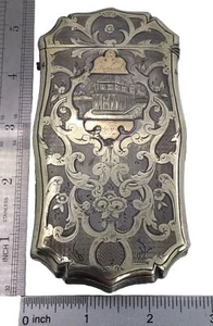 ETUI A CIGARES - ARGENT 1830 & 14K - GRAVURE TRÈS FANTAISIE - BÂTIMENT & FLEURS (S731 - Photo 1 sur 13
