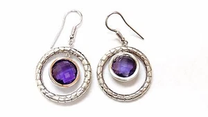 CHARLES KRYPELL Sterling Silver .925 18K Gold Amethyst Chandelier Earrings 6.5CT - Picture 1 of 1