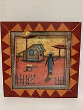 African Folk Art Loteria 8x8 3-D Woman Diorama Handpainted Wood Frame 12x12